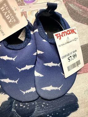 Hudson Baby Navy and White Shark Print Slip-On Booties